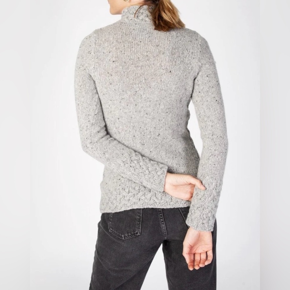Cream Aran Trellis Pattern Wool and Cashmere Sweater - Picture 10 of 13